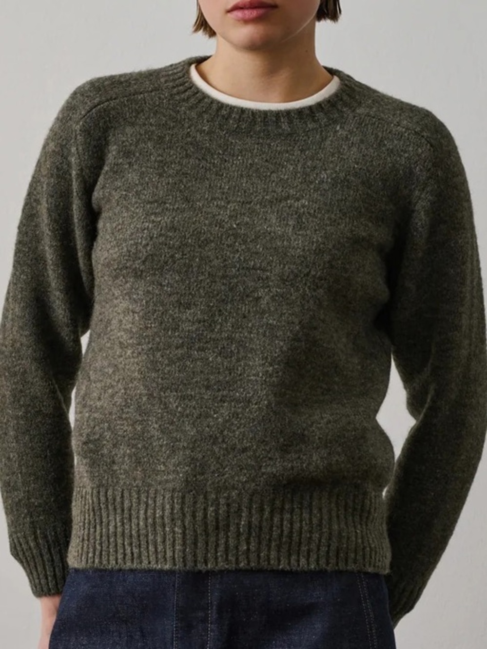 Soeur Envie Wool Blend Crewneck Sweater - Gray/Green - FR 38
